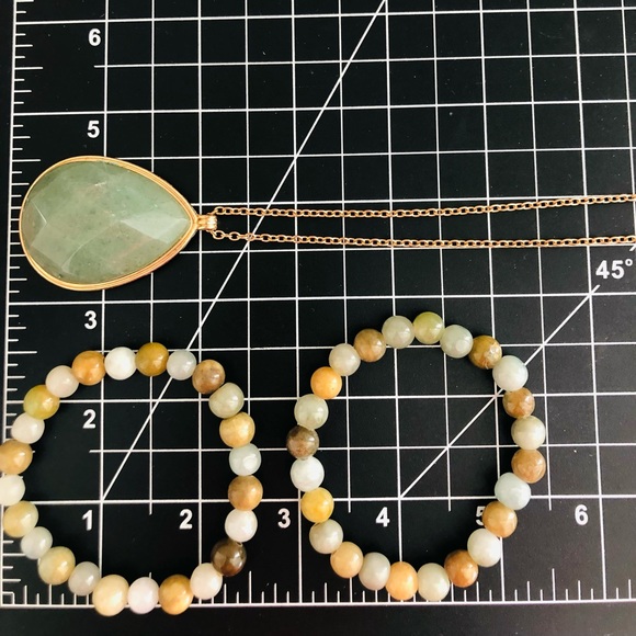 Vintage Green Aventurine Necklace & Stone Bracelet Stack - Picture 8 of 15